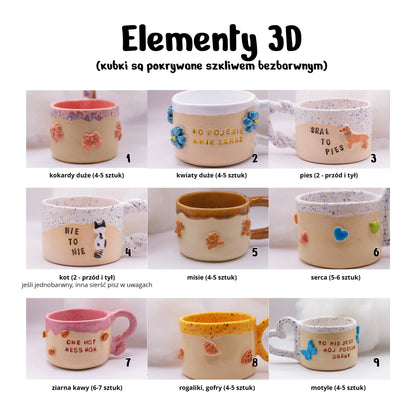 Kubek personalizowany - ozdoby 3D i inne uszka